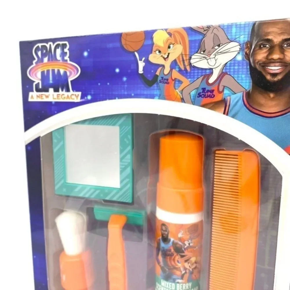 Space Jam Kids Bath Time Shave Set Soap Mirror Razor Brush Comb